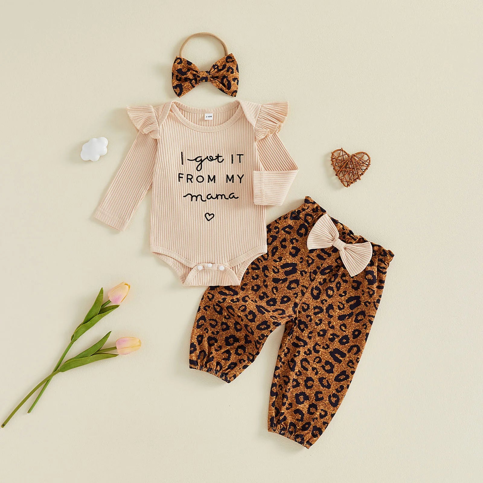 Baby Girl I Got it From My Mama Leopard Print Outfit