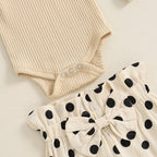 Ribbed Ruffle Polka Dot Outfit & Bow