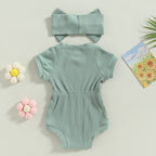 Solid Ribbed Onesie & Headband