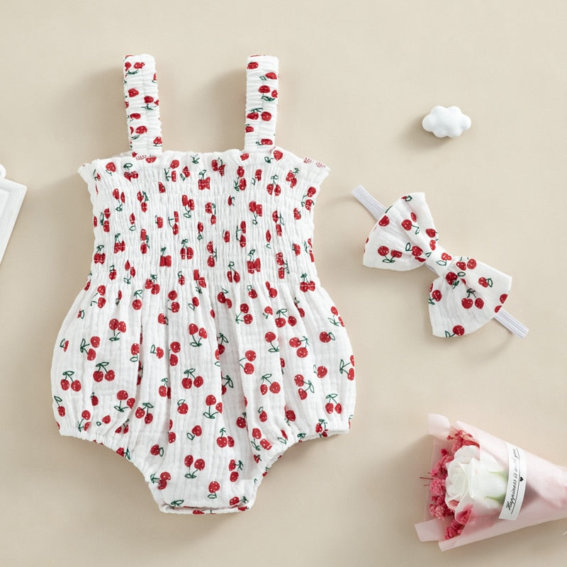 Cinched Summer Fruit Romper & Headband