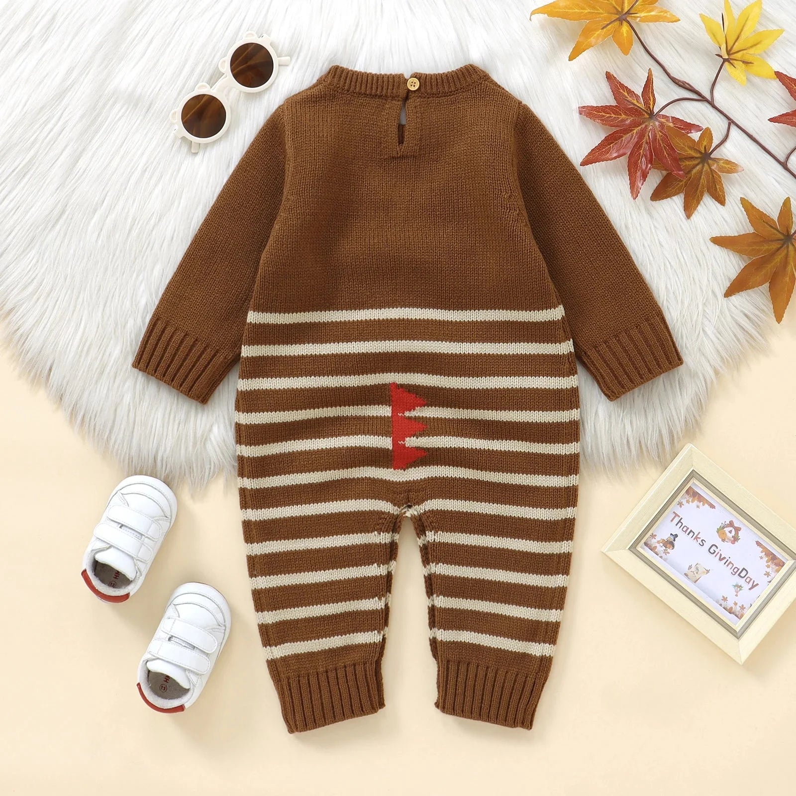 Striped Knitted Turkey Romper