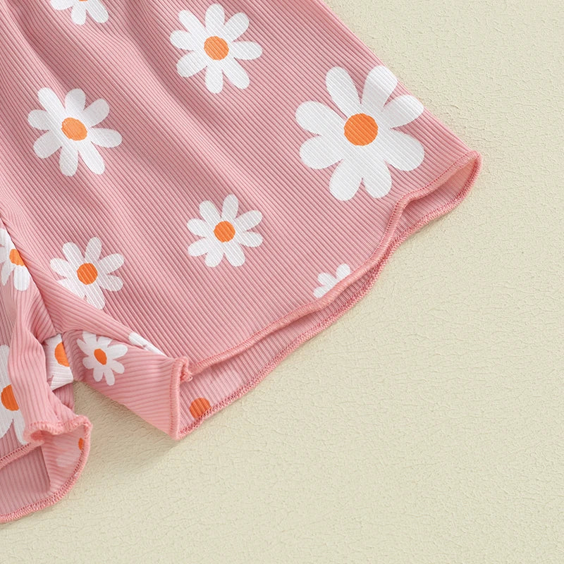 Ribbed Flower T-shirt & Shorts