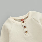 Solid Button Jogger Set