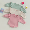 Solid Ruffle Long Sleeve Onesie