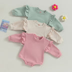 Solid Ruffle Long Sleeve Onesie