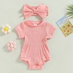 Solid Ribbed Onesie & Headband