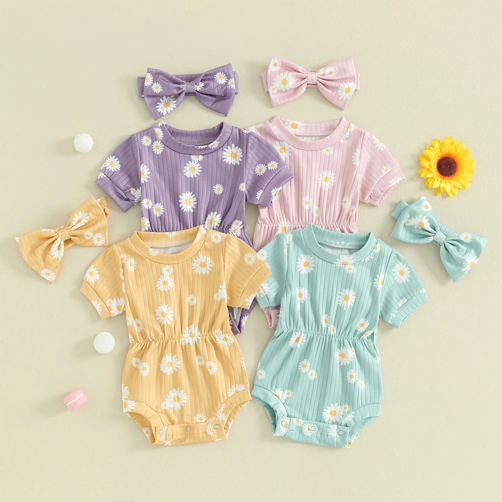 Ribbed Daisy Onesie & Headband