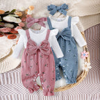Baby Girl Floral Bow Jumpsuit & Headband Set