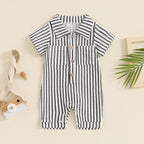 Striped Collared Pocket Romper