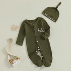 Hello I'm New Here Ribbed Footie Onesie & Hat