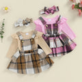 Piper Plaid Overalls Dress & Bow Outfit