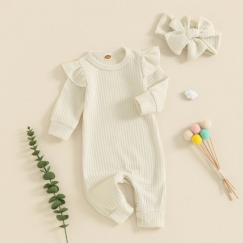 Solid Skye Ruffle Onesie & Bow