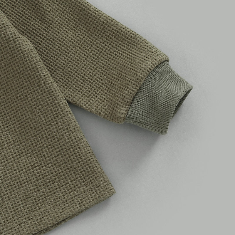 Solid Button Jogger Set
