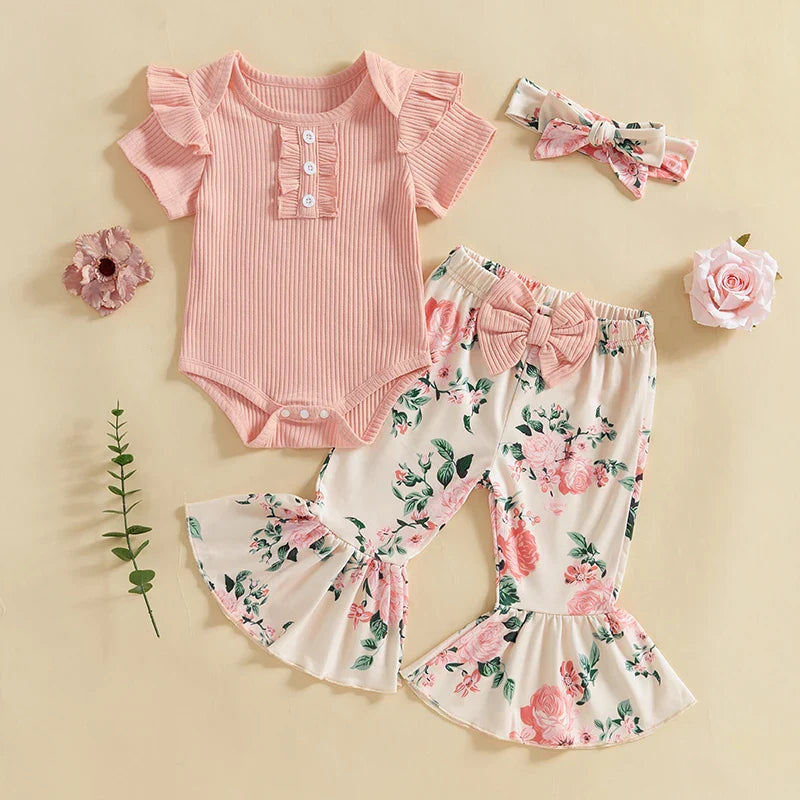 Aveline Floral Bell Bottoms Outfit & Bow