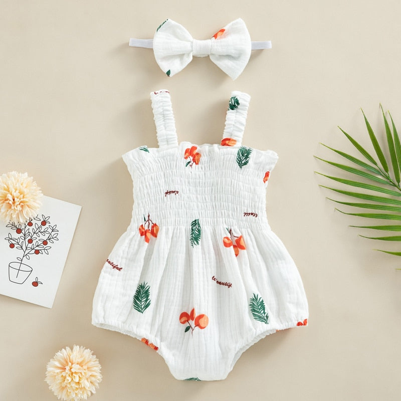 Cinched Summer Fruit Romper & Headband