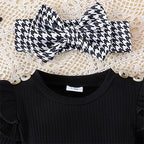 Baby Girl Houndstooth Romper Dress Set
