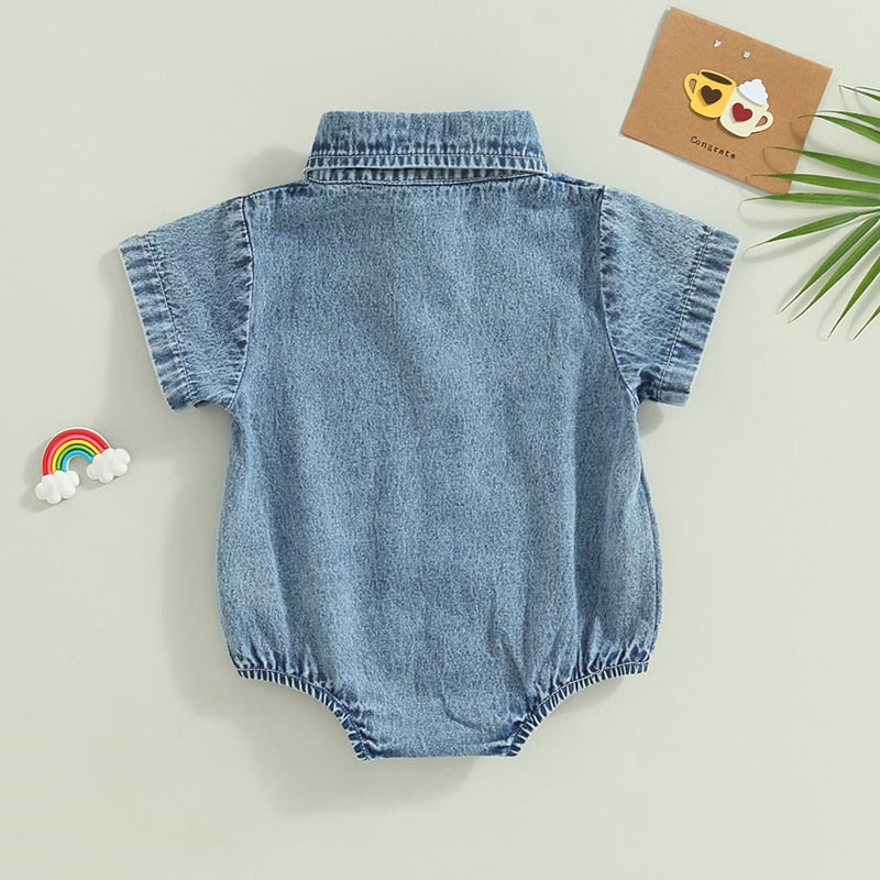 Collared Denim Romper