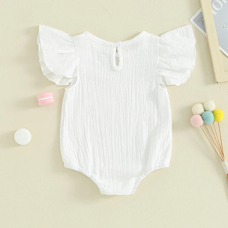 Solid Ruffled Fly Sleeve Onesie
