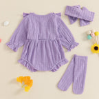 Purple Ruffles Romper 3 Piece Set