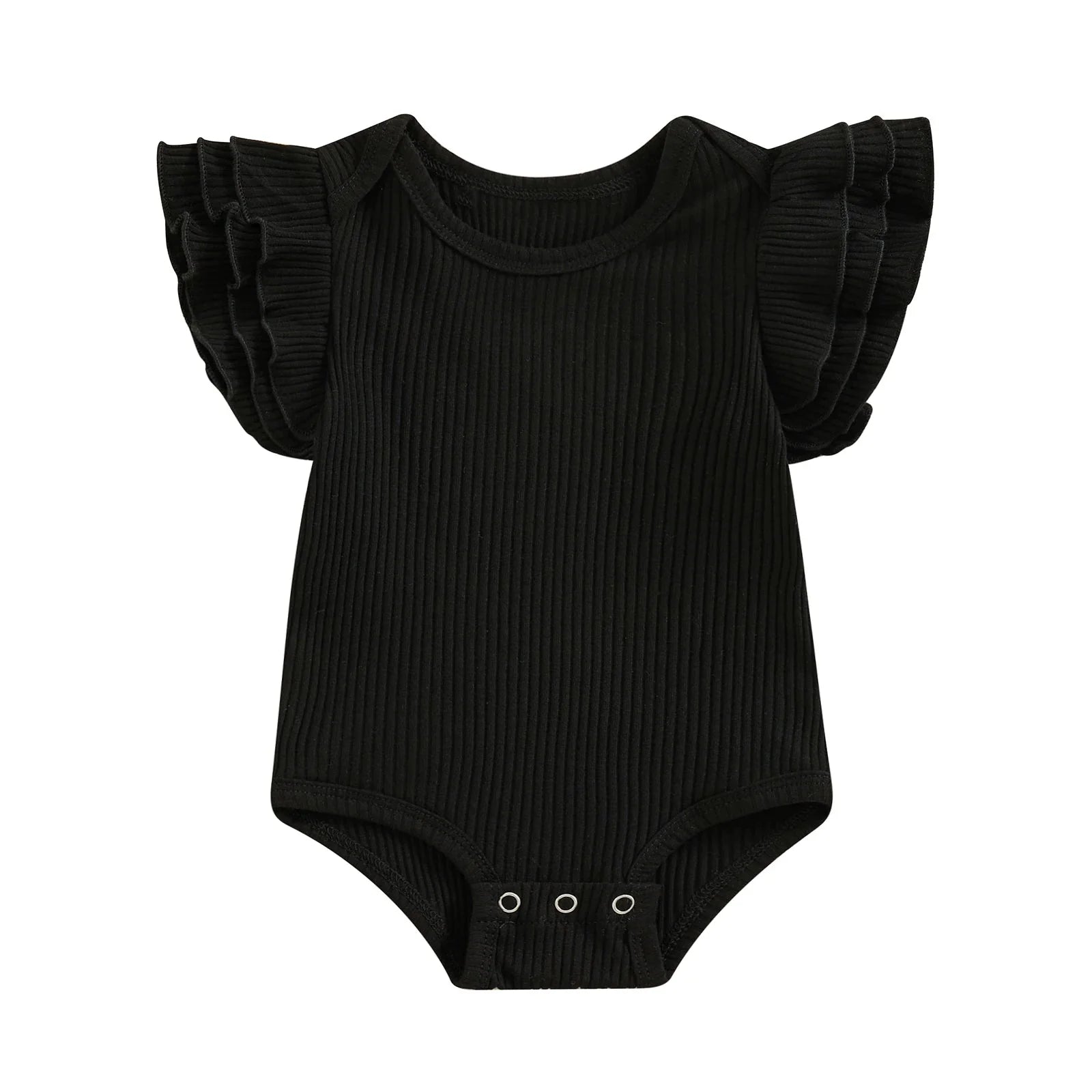 Ribbed Ruffles Solid Onesie