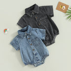 Collared Denim Romper