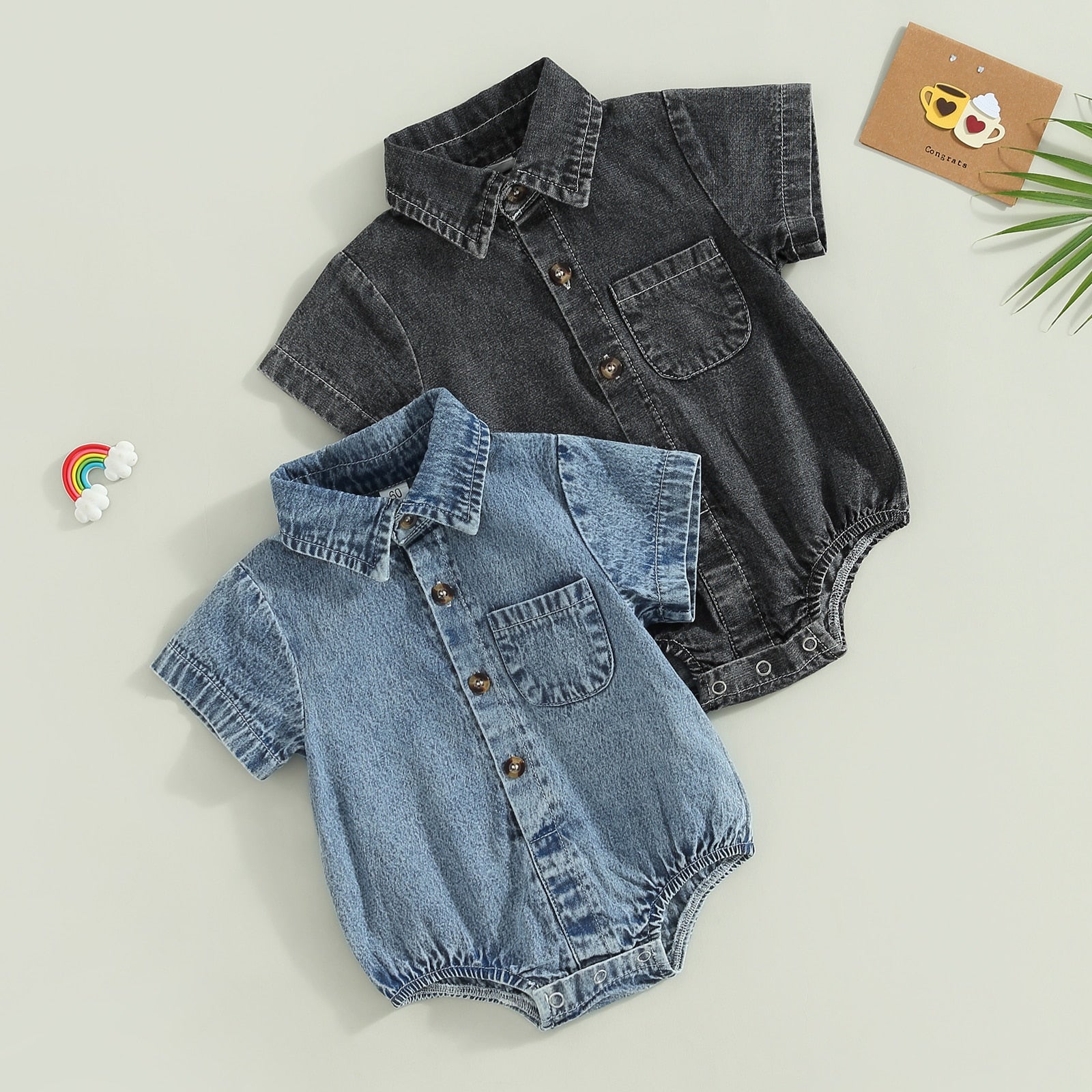Collared Denim Romper