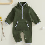 Solid Fleece Pocket Romper