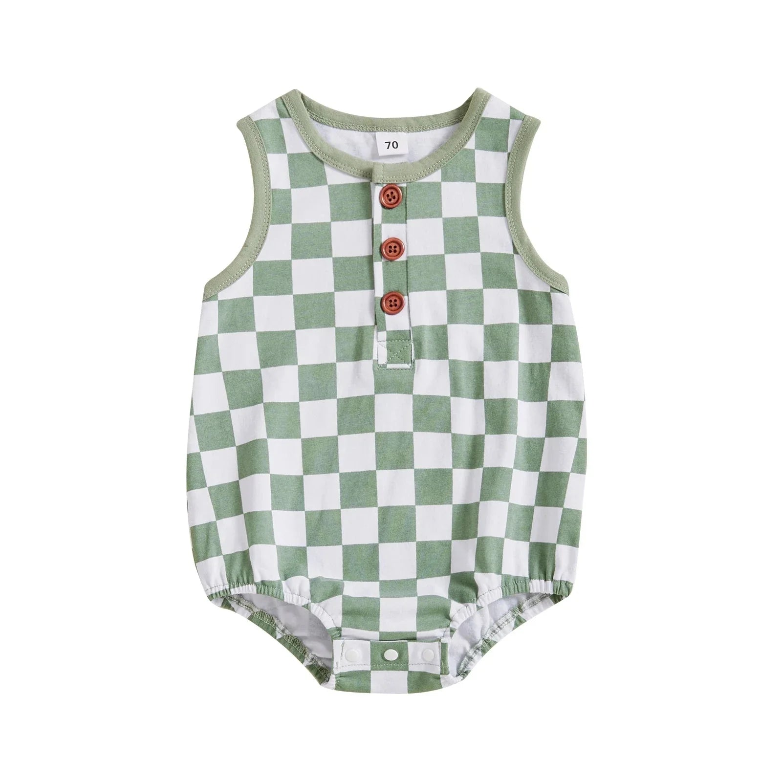 Checkered Button Onesie