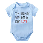 50% Mommy 50% Daddy 100% Love Onesie (Multiple Colors)