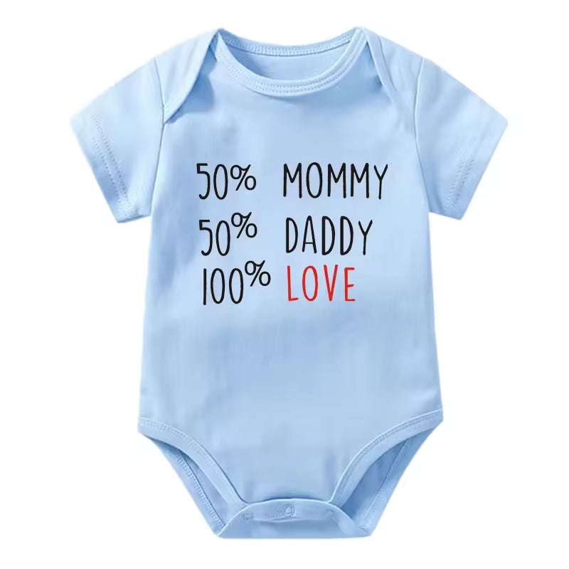 50% Mommy 50% Daddy 100% Love Onesie (Multiple Colors)