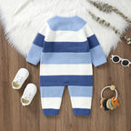 Knitted Striped Button Romper