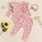 Ribbed Ruffle Daisy Outfit & Headband