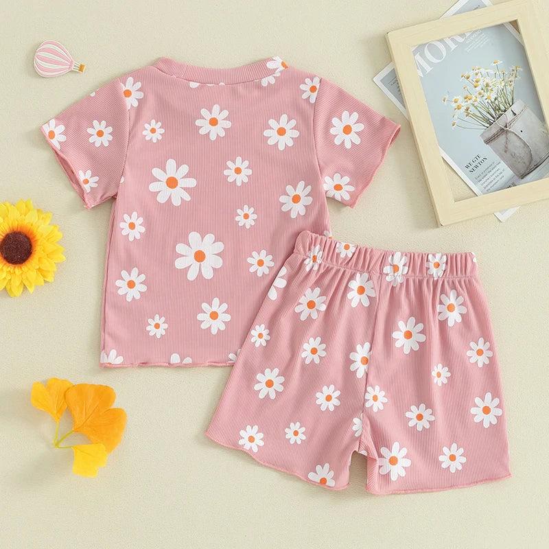 Ribbed Flower T-shirt & Shorts