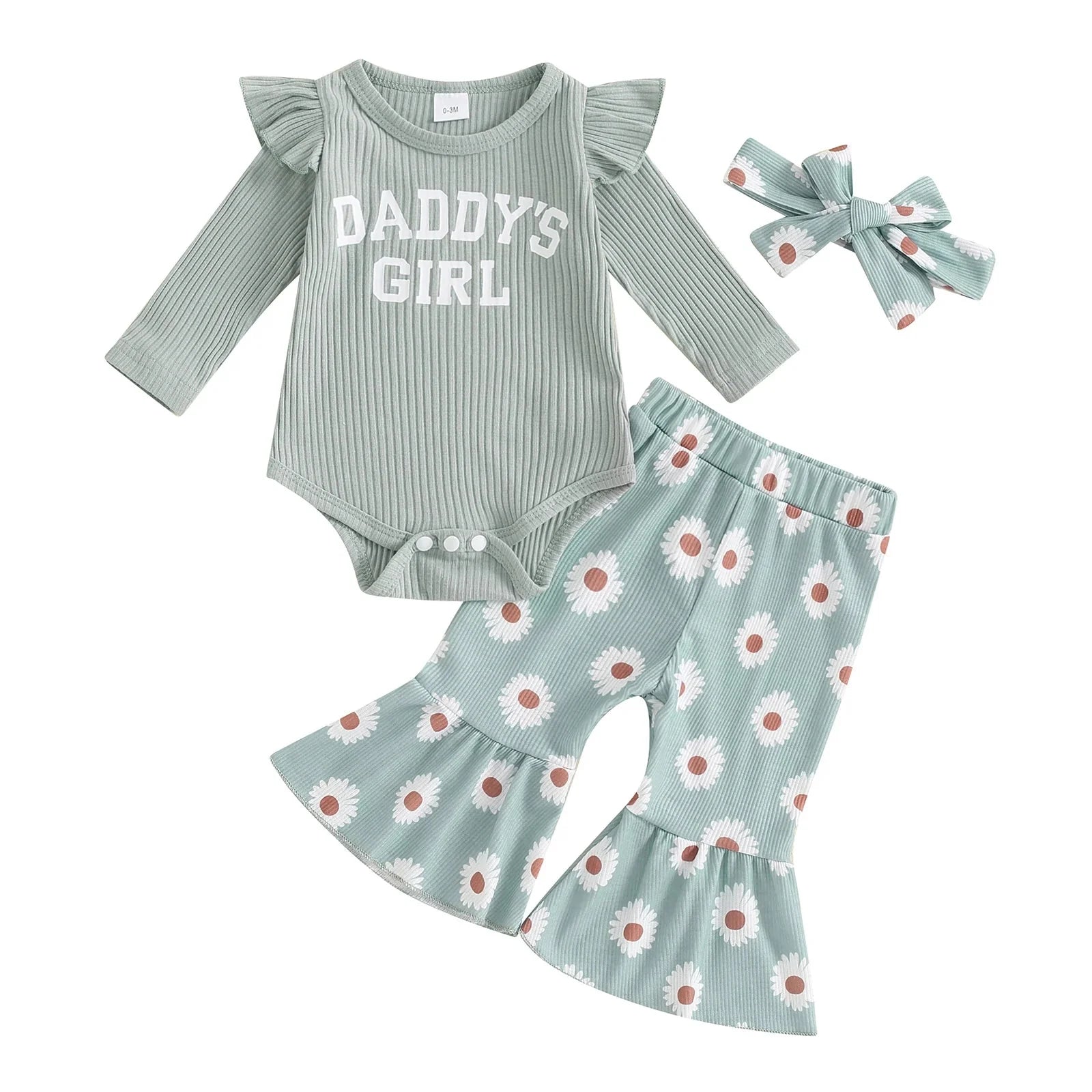 Daddy's Girl Flower Bell Bottoms Outfit