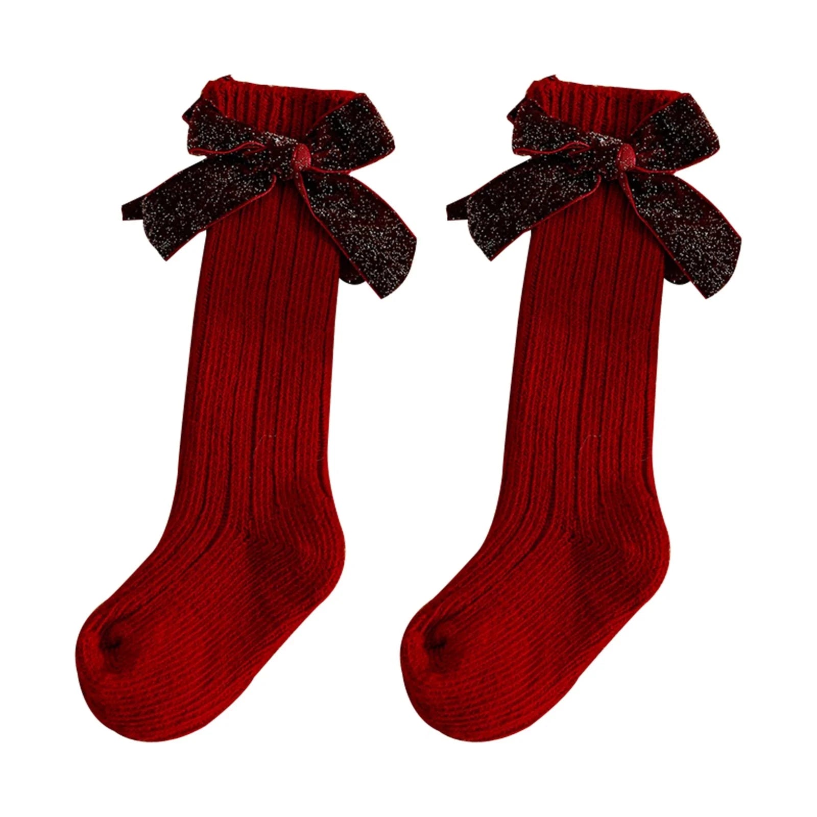 Glitter Bow Over the Knee Socks