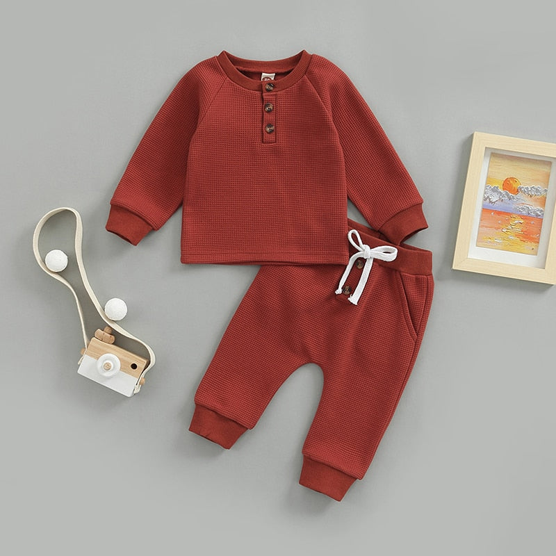 Solid Button Jogger Set
