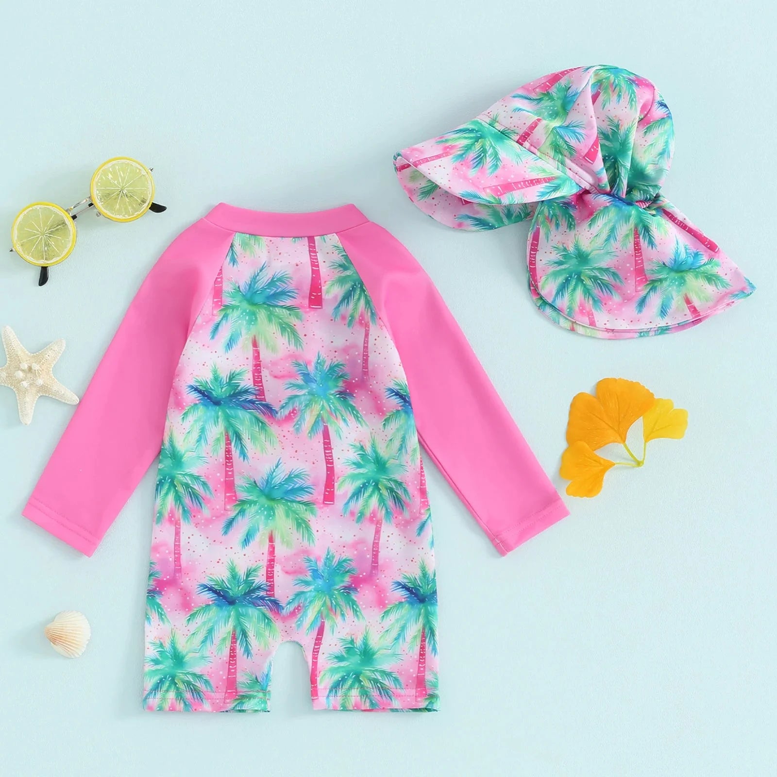 Long Sleeve Summer Time Swimsuit & Hat
