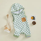 Hooded Checkered Romper