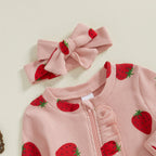 Strawberry Footie Ruffle Onesie & Bow