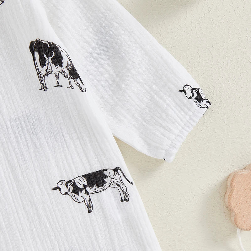 Cow Button Romper