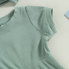 Solid Ribbed Onesie & Headband