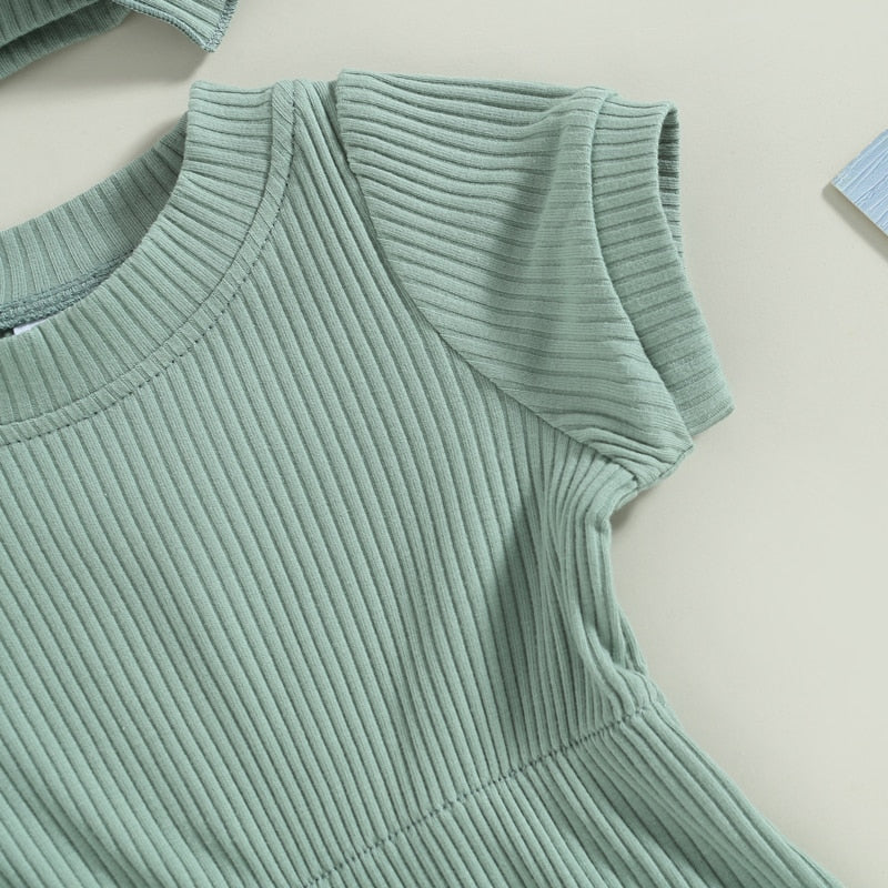 Solid Ribbed Onesie & Headband