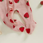 Strawberry Footie Ruffle Onesie & Bow