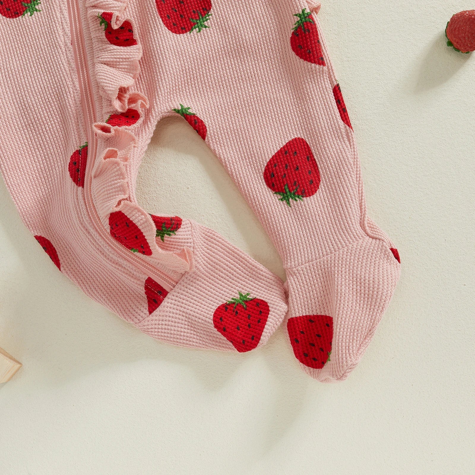 Strawberry Footie Ruffle Onesie & Bow