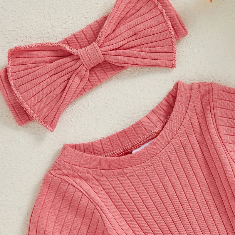Solid Ribbed Mia Onesie & Headband