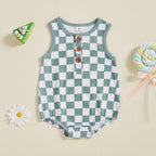 Checkered Button Onesie