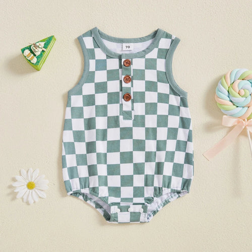 Checkered Button Onesie