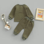 Solid Button Jogger Set