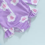 Purple Flower Swimsuit & Hat