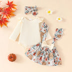 Floral Ruffled Suspender Skirt Outfit
